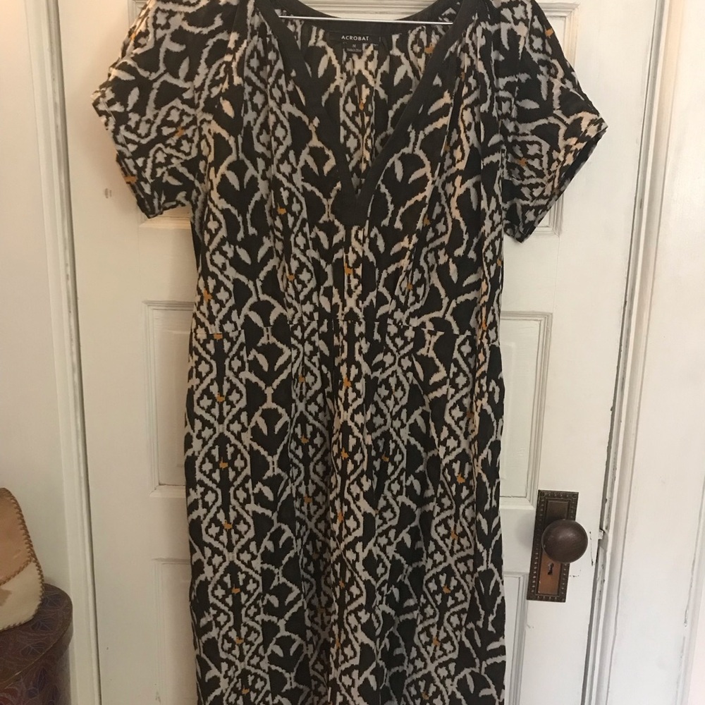Acrobat Black/White/Mustard Cotton&Silk Dress